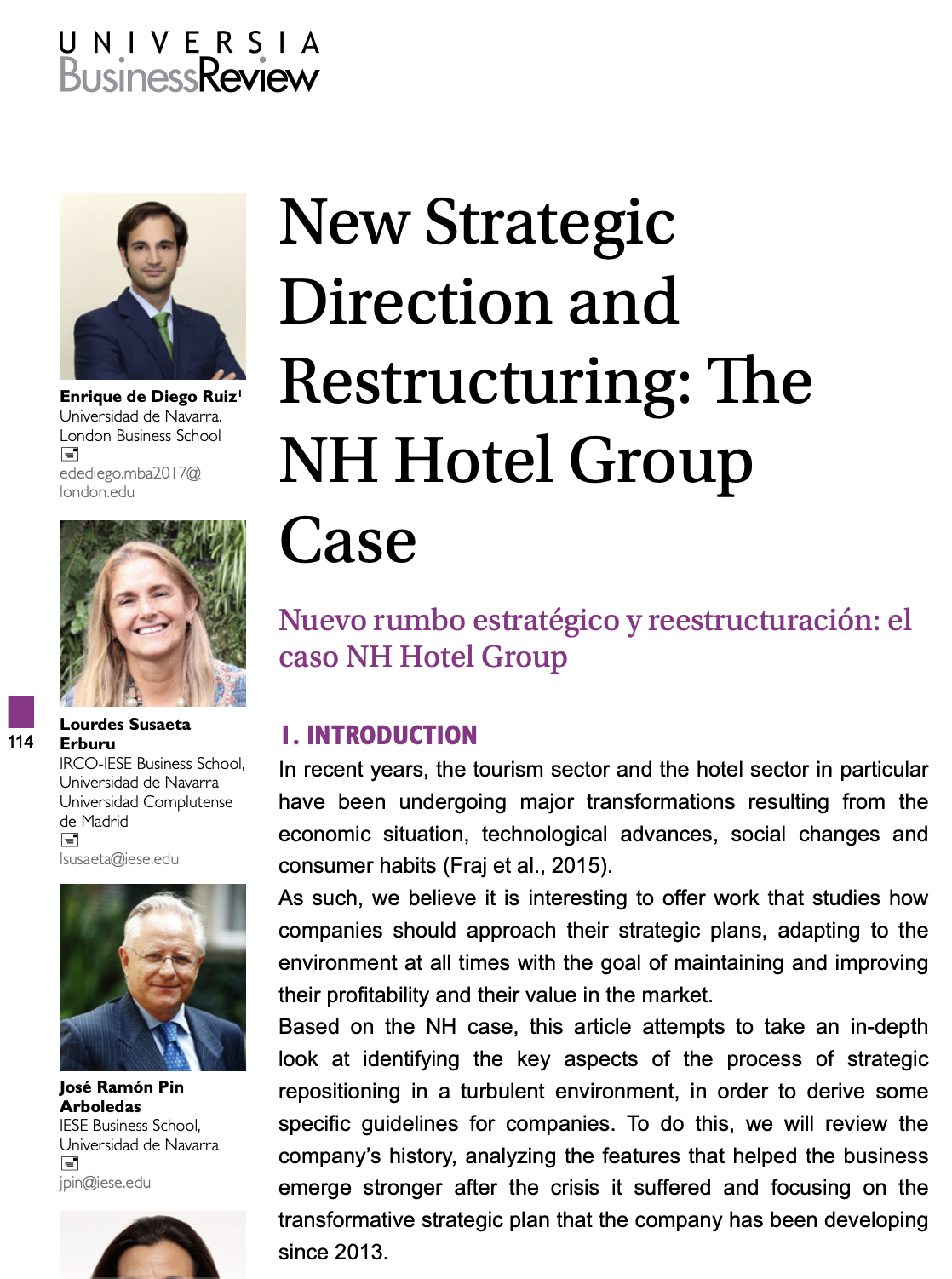 New Strategic Direction and Restructuring: The NH Hotel Group Case